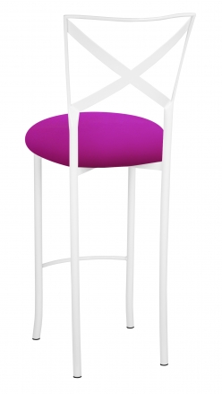 Simply X White Barstool with Magenta Stretch Knit Cushion (1)