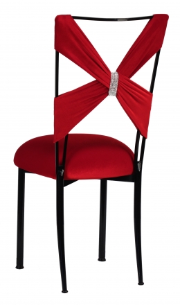 Red Velvet Sweetheart Topper with Rhinestone Accent and Cushion on Black Legs  (1)