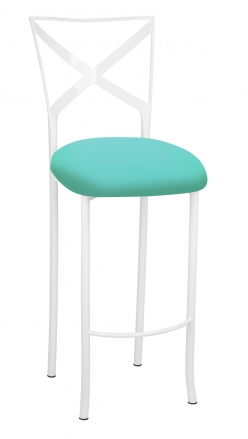 Simply X White Barstool with Aqua Stretch Knit Cushion (2)