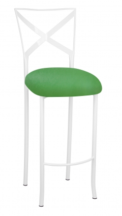 Simply X White Barstool with Kelly Green Stretch Knit Cushion (2)