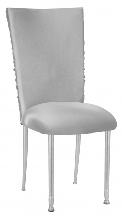 Silver Demure Chair Cover with Jeweled Band and Silver Stretch Knit Cushion on Silver Legs (2)