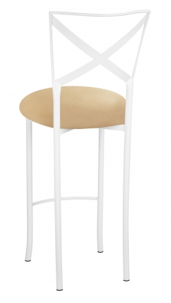 Simply X White Barstool with Toffee Stretch Knit Cushion (1)
