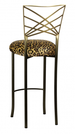 Two Tone Gold Fanfare Barstool with Gold Black Leopard Cushion (1)