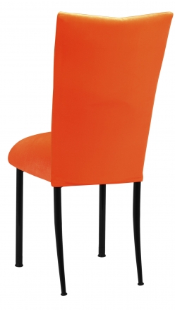 Orange Velvet Chair Cover and Cushion on Black Legs (1)