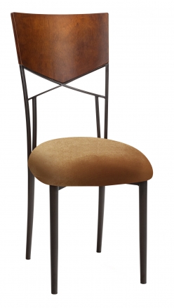 Butterfly Woodback Chair with Gold Velvet Cushion on Brown Legs (2)