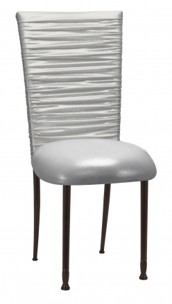 Chloe Metallic Silver on White Foil Chair Cover and Cushion on Mahogany Legs (2)