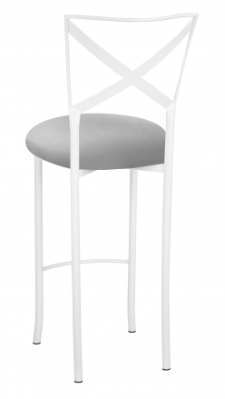 Simply X White Barstool with Silver Stretch Knit Cushion (1)