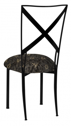 Blak. with Black Lace with Gold and Silver Accents over Black Knit Cushion (1)