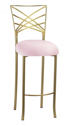 Gold Fanfare Barstool with Soft Pink Knit Cushion (2)