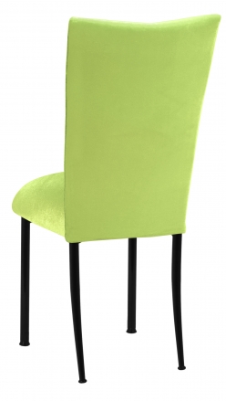 Lime Green Velvet Chair Cover and Cushion on Black Legs (1)