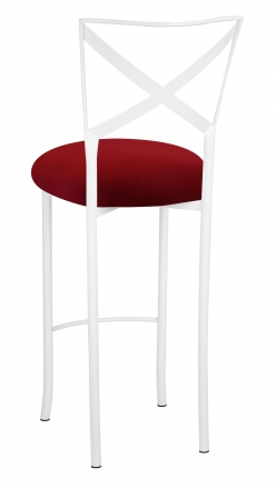 Simply X White Barstool with Red Stretch Knit Cushion (1)