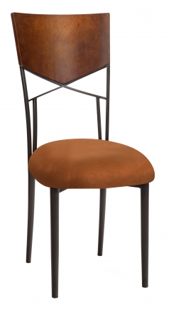 Butterfly Woodback Chair with Copper Suede Cushion on Brown Legs (2)