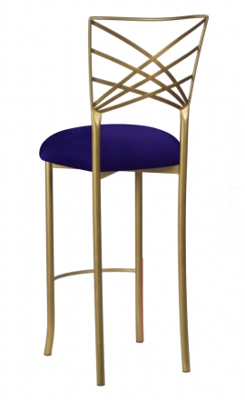 Gold Fanfare Barstool with Navy Stretch Knit Cushion (1)
