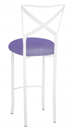 Simply X White Barstool with Lavender Velvet Cushion (1)