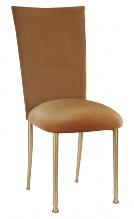 Gold Velvet Chair Cover and Cushion on Gold Legs (2)