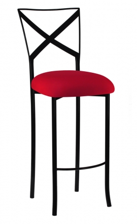 Blak. Barstool with Red Stretch Knit Cushion (2)