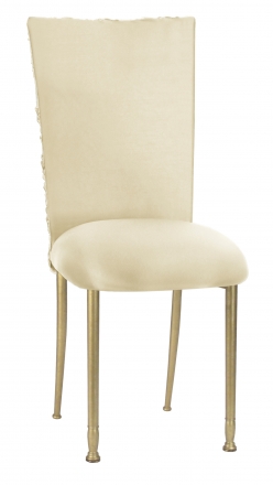 Ivory Rosette Chair Cover with Ivory Stretch Knit Cushion on Gold Legs (2)