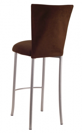 Chocolate Suede Barstool Cover and Cushion on Silver Legs (1)