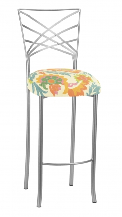 Silver Fanfare Barstool with Floral Bloom Boxed Cushion (2)