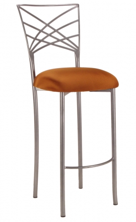 Silver Fanfare Barstool with Copper Stretch Knit Cushion (2)