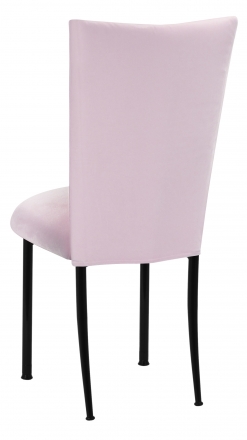 Soft Pink Velvet Chair Cover and Cushion on Black Legs (1)