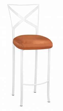 Simply X White Barstool with Orange Taffeta Boxed Cushion (2)