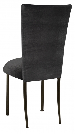 Charcoal Velvet Chair Cover on Brown Legs  (1)