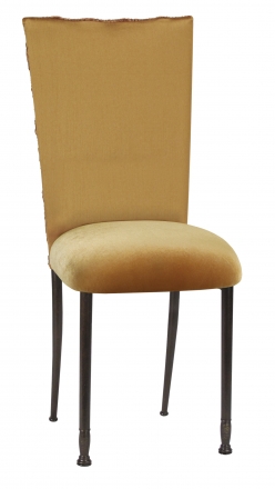 Gold Circle Ribbon Taffeta Chair Cover with Gold Velvet Cushion on Mahogany Legs (2)