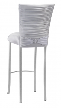 Chloe Silver Stretch Knit Barstool Cover with Jewel Band and Cushion on Silver Legs (1)