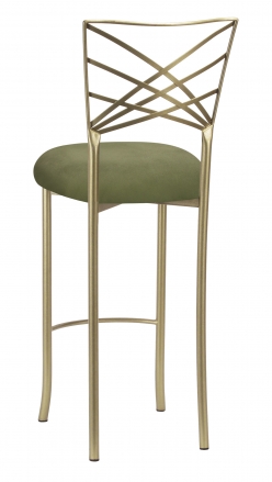 Gold Fanfare Barstool with Sage Suede Cushion (1)