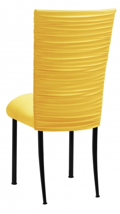 Chloe Bright Yellow Stretch Knit Chair Cover and Cushion on Black Legs (1)