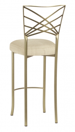 Gold Fanfare Barstool with Parchment Linette Boxed Cushion (1)