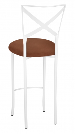 Simply X White Barstool with Cognac Suede Cushion (1)