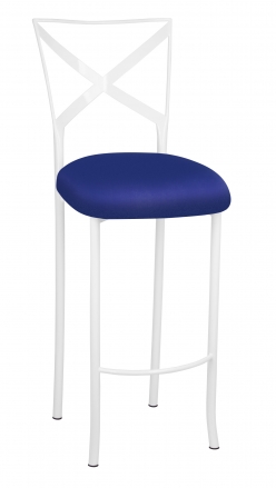 Simply X White Barstool with Royal Blue Stretch Knit Cushion (2)