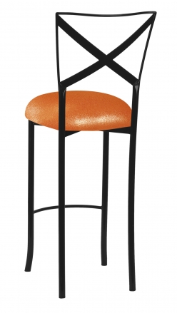 Blak. Barstool with Metallic Orange Stretch Knit Cushion (1)