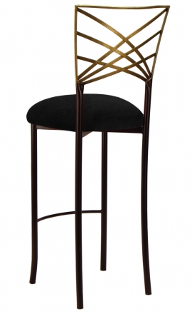 Two Tone Gold Fanfare Barstool with Black Suede Cushion (1)