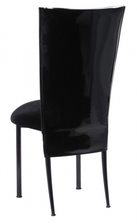 Black Patent 3/4 Chair Cover with Black Velvet Cushion on Black Legs (1)
