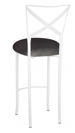 Simply X White Barstool with Charcoal Velvet Cushion (1)