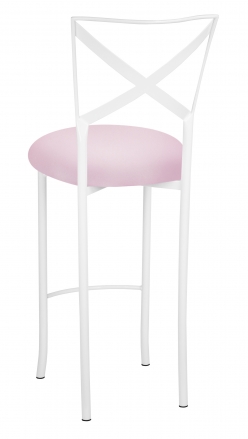 Simply X White Barstool with Soft Pink Stretch Knit Cushion (1)