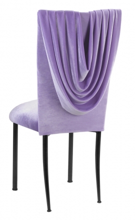 Lavender Velvet Cowl Neck Chair Cover and Cushion on Black Legs (1)