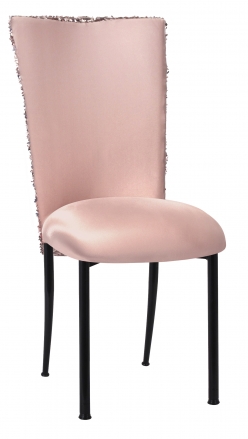 Blush Bedazzled Chair Cover and Blush Stretch Knit Cushion on Black Legs (2)