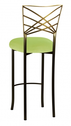 Two Tone Fanfare Barstool with Lime Green Velvet Cushion (1)