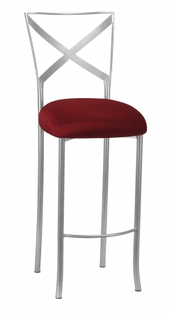 Simply X Barstool with Burnt Red Dupioni Boxed Cushion (2)