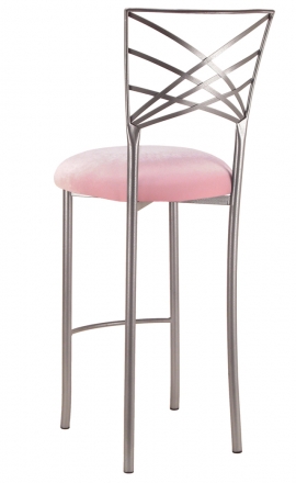 Silver Fanfare Barstool with Soft Pink Velvet Cushion (1)