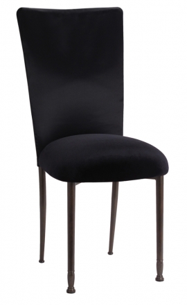 Black Rosette Chair Cover with Black Velvet Cushion on Mahogany Legs (2)