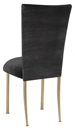 Charcoal Velvet Chair Cover on Gold Legs (1)