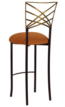 Two Tone Gold Fanfare Barstool with Copper Suede Cushion (1)