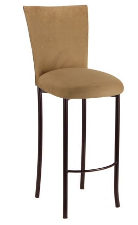 Camel Suede Chair Cover and Cushion on Brown Legs (2)