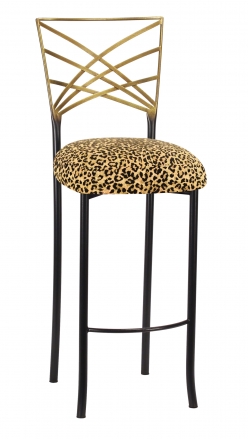 Two Tone Fanfare Barstool with Leopard Boxed Cushion (2)