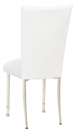 White Leatherette Chair Cover and Cushion on Ivory Legs (1)